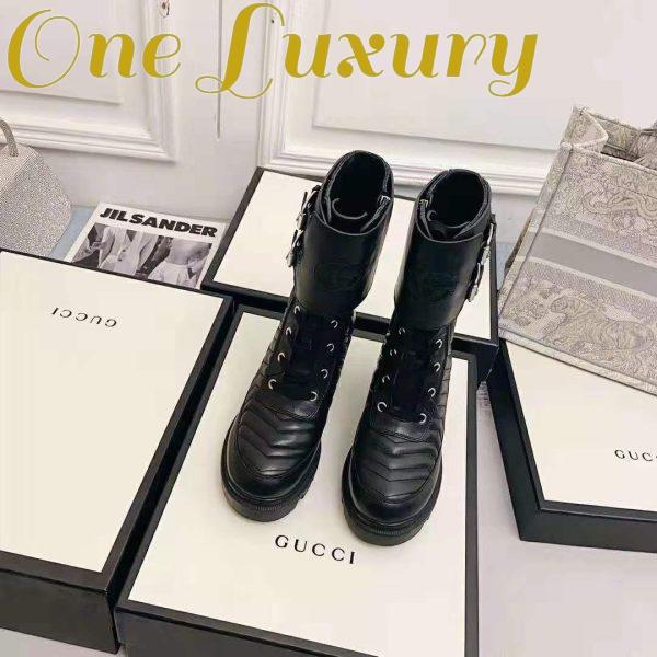 Replica Gucci GG Women’s Boot with Interlocking G Black Chevron Matelassè Leather 7