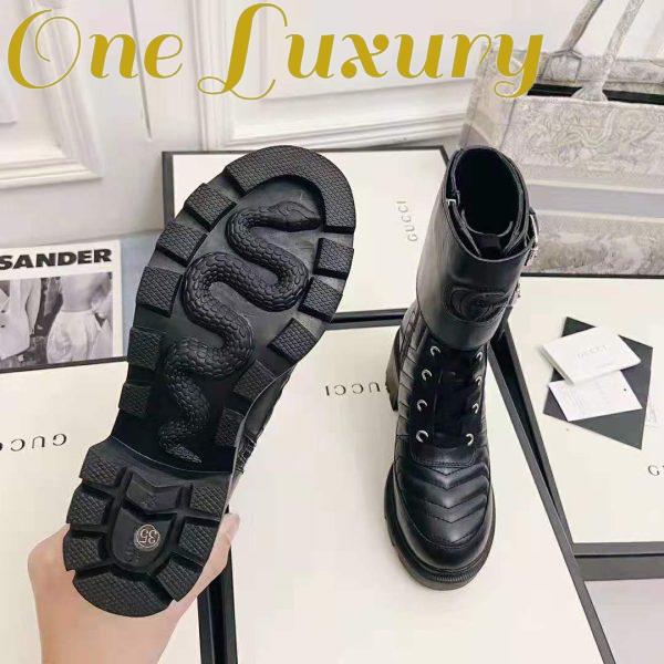 Replica Gucci GG Women’s Boot with Interlocking G Black Chevron Matelassè Leather 10