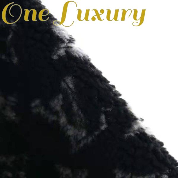 Replica Louis Vuitton Men Monogram Jacquard Fleece Zip-Through Jacket Polyester Black Slightly Loose Fit 10