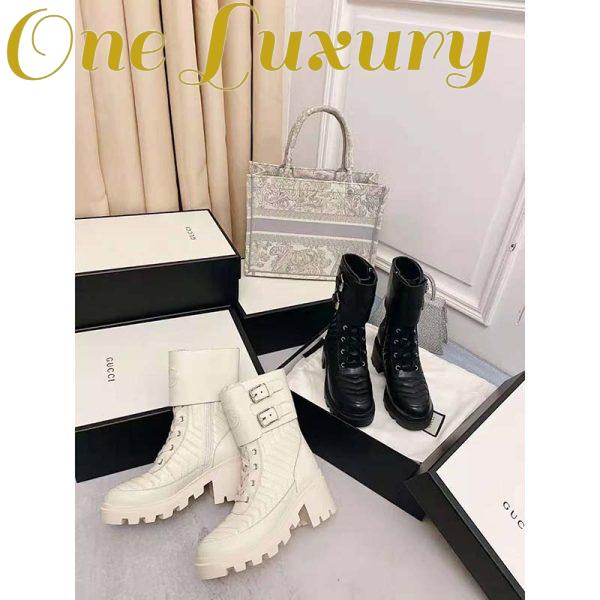 Replica Gucci GG Women’s Boot with Interlocking G Black Chevron Matelassè Leather 12
