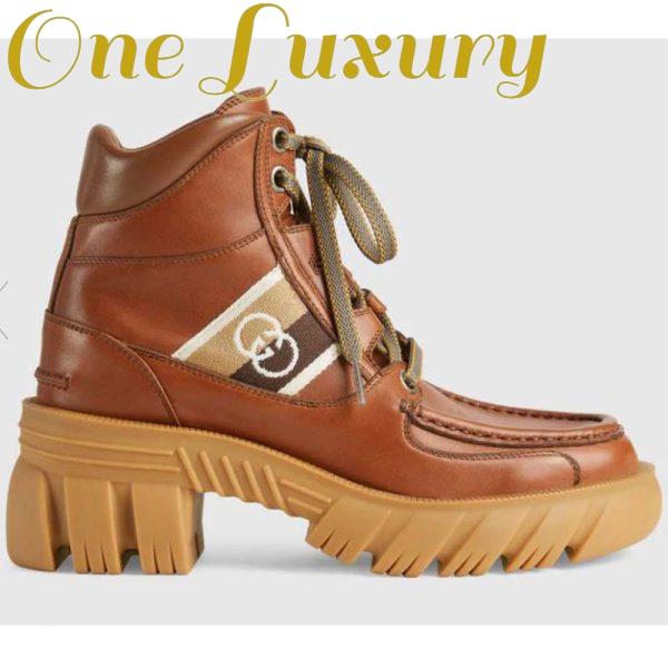 Replica Gucci Unisex Ankle Boot with Interlocking G Cuir Leather Interlocking G Jacquard Stripe