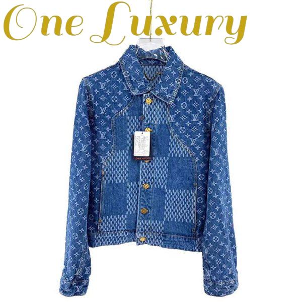 Replica Louis Vuitton Women Giant Damier Waves Monogram Denim Jacket Cotton Regular Fit-Blue 3