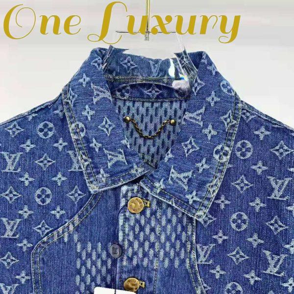 Replica Louis Vuitton Women Giant Damier Waves Monogram Denim Jacket Cotton Regular Fit-Blue 5