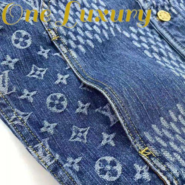 Replica Louis Vuitton Women Giant Damier Waves Monogram Denim Jacket Cotton Regular Fit-Blue 11
