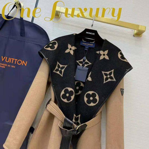 Replica Louis Vuitton Women Giant Monogram Jacquard Wrap Coat in Camel Wool Regular Fit 6