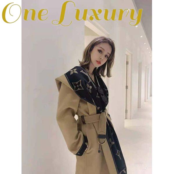Replica Louis Vuitton Women Giant Monogram Jacquard Wrap Coat in Camel Wool Regular Fit 13