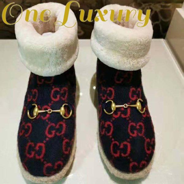 Replica Gucci Unisex GG Wool Ankle Boot in Textured Fabrics-Navy 4