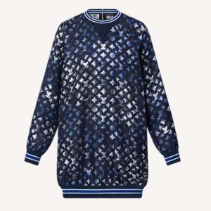 Replica Louis Vuitton Women Mahina Monogram Sporty Sweater Dress Silk Dark Navy Blue