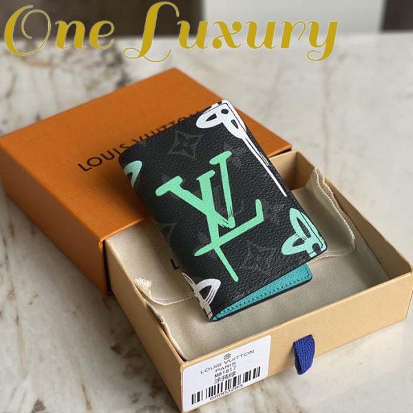 Replica Louis Vuitton Unisex Pocket Organizer LV Graffiti Green Coated Canvas Cowhide Leather 4