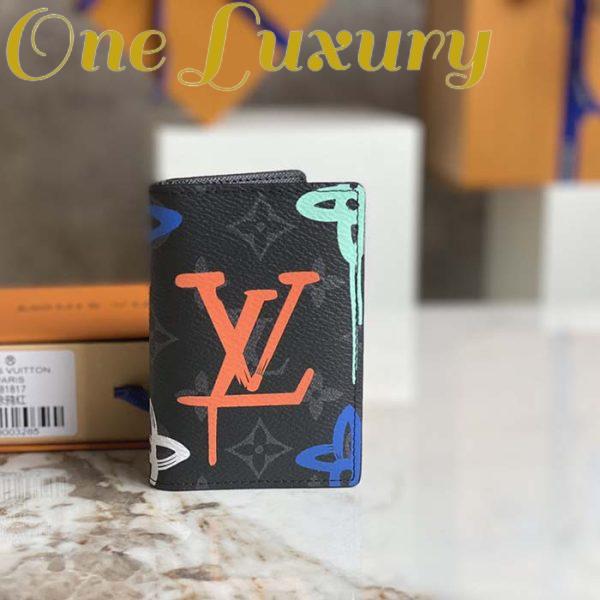 Replica Louis Vuitton Unisex Pocket Organizer LV Graffiti Orange Coated Canvas Cowhide Leather 3
