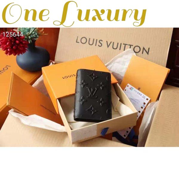 Replica Louis Vuitton Unisex Pocket Organizer Slender Black Monogram Seal Cowhide Leather 3