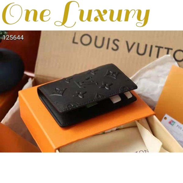 Replica Louis Vuitton Unisex Pocket Organizer Slender Black Monogram Seal Cowhide Leather 4