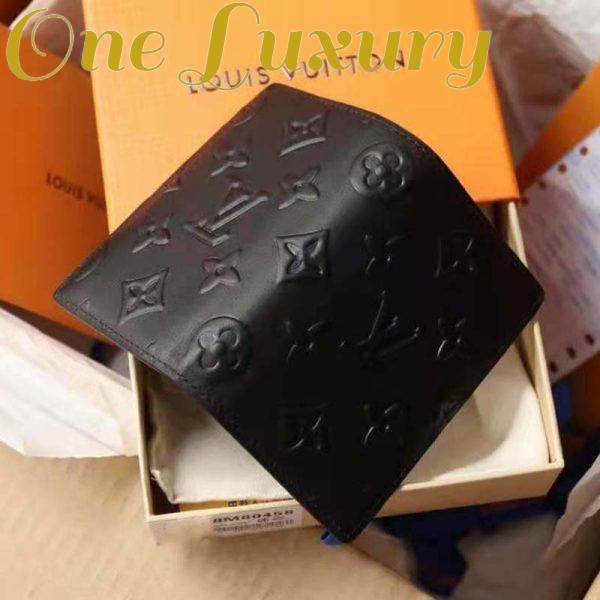 Replica Louis Vuitton Unisex Pocket Organizer Slender Black Monogram Seal Cowhide Leather 5