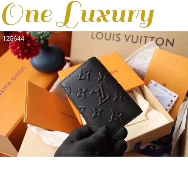 Replica Louis Vuitton Unisex Pocket Organizer Slender Black Monogram Seal Cowhide Leather 7