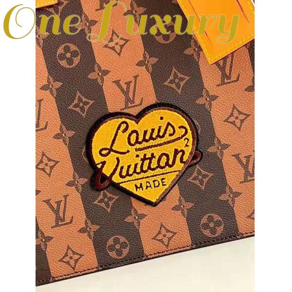Replica Louis Vuitton Unisex Sac Plat Messenger Bag Monogram Stripes Brown Coated Canvas Cowhide 7