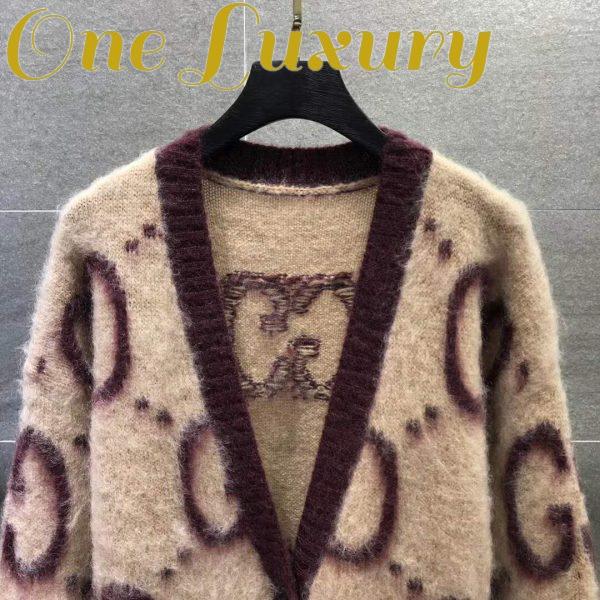 Replica Gucci Women Reversible GG Mohair Wool Cardigan Brushed GG Jacquard Blend 5