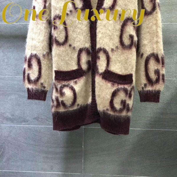Replica Gucci Women Reversible GG Mohair Wool Cardigan Brushed GG Jacquard Blend 6