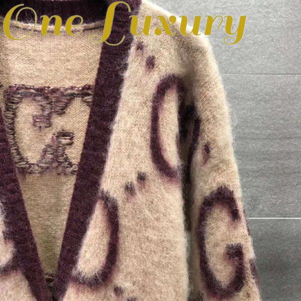 Replica Gucci Women Reversible GG Mohair Wool Cardigan Brushed GG Jacquard Blend 10