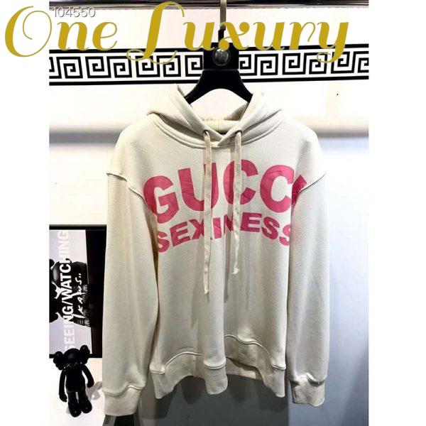 Replica Gucci Women Sexiness Print Sweatshirt Washed Off-White Light Felted Cotton Jersey 3