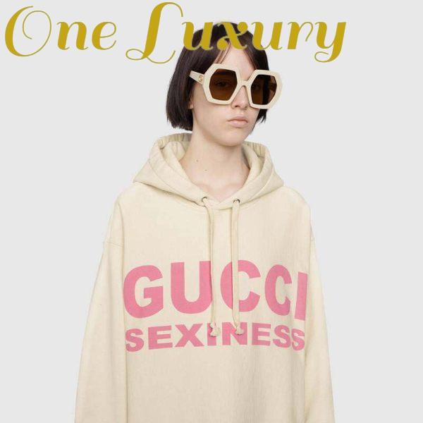 Replica Gucci Women Sexiness Print Sweatshirt Washed Off-White Light Felted Cotton Jersey 14