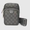 Replica Gucci Unisex Ophidia GG Mini Bag Grey Black GG Supreme Canvas Double G