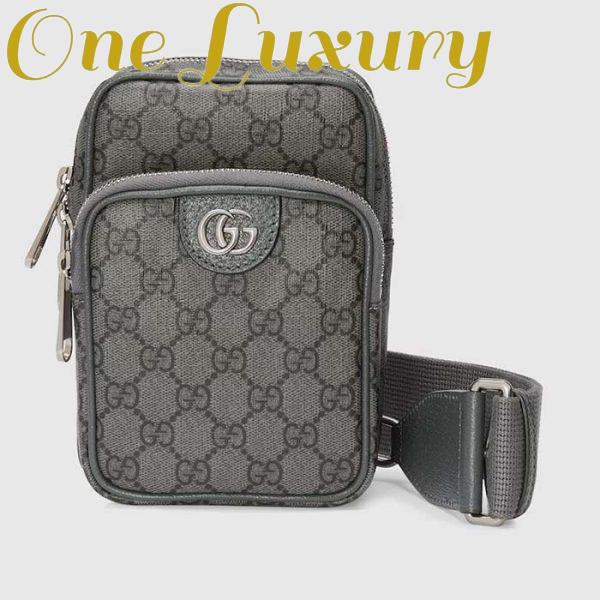 Replica Gucci Unisex Ophidia GG Mini Bag Grey Black GG Supreme Canvas Double G 2