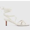Replica Gucci Women GG Strappy Sandal Bamboo White Leather Bamboo Low Heel