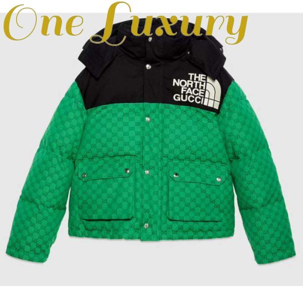Replica Gucci Women The North Face x Gucci Padded Jacket Green Ebony GG Canvas
