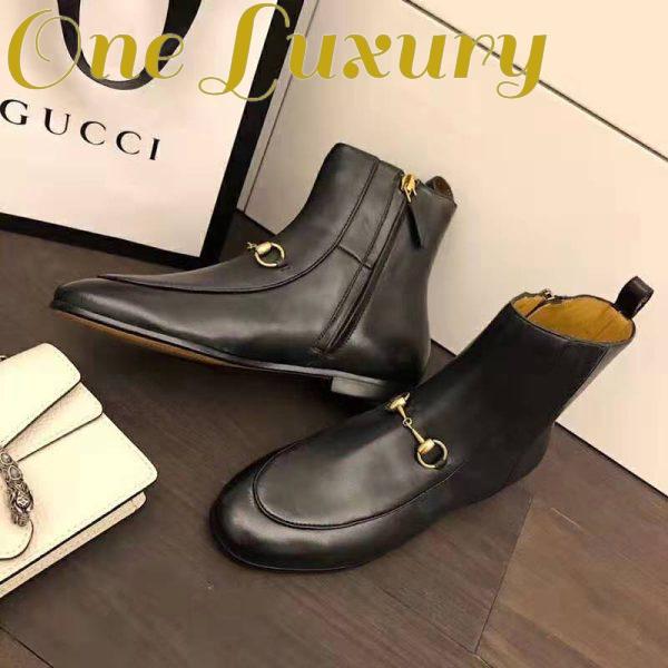 Replica Gucci Women Gucci Jordaan Leather Ankle Boot in Black Leather 1.3 cm Heel 4