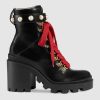 Replica Gucci Women Gucci Leather Ankle Boot with Belt in Black Leather 6 cm Heel 14