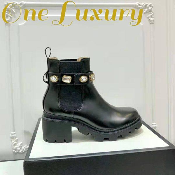 Replica Gucci Women Gucci Leather Ankle Boot with Belt in Black Leather 6 cm Heel 3