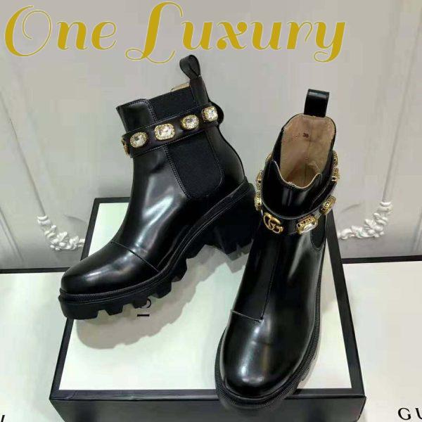 Replica Gucci Women Gucci Leather Ankle Boot with Belt in Black Leather 6 cm Heel 7