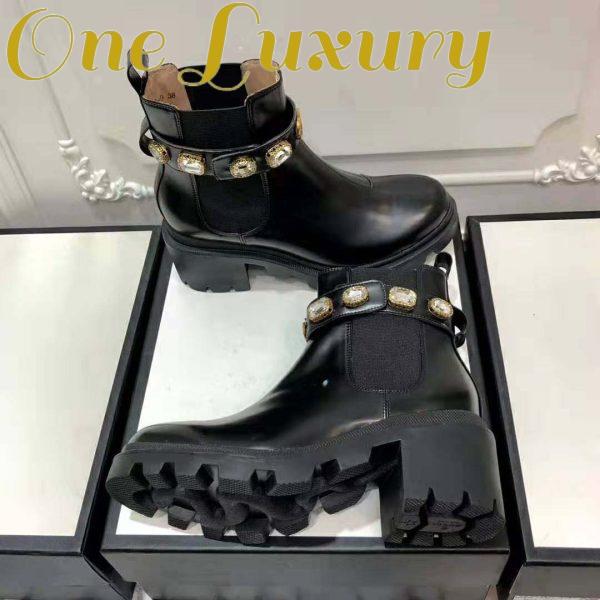 Replica Gucci Women Gucci Leather Ankle Boot with Belt in Black Leather 6 cm Heel 8