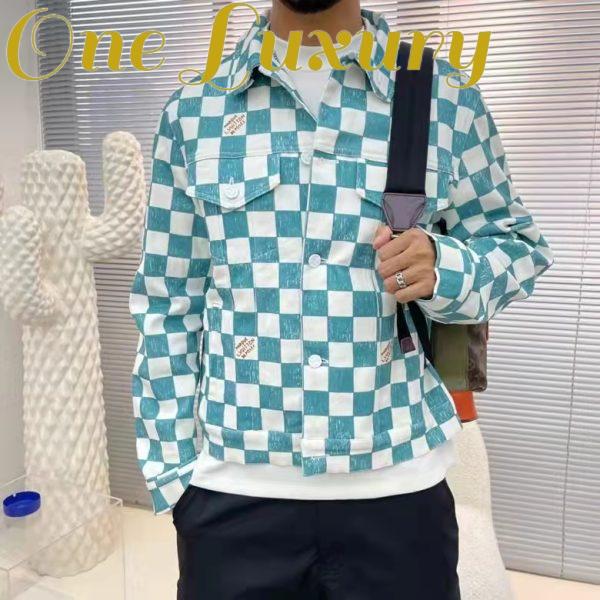 Replica Louis Vuitton LV Men Damier Denim Trunker Jacket Ocean Cotton Regular Fit 15