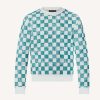 Replica Louis Vuitton LV Men Damier Printed Crewneck Cotton Ocean Classic Sweatshirt Shape