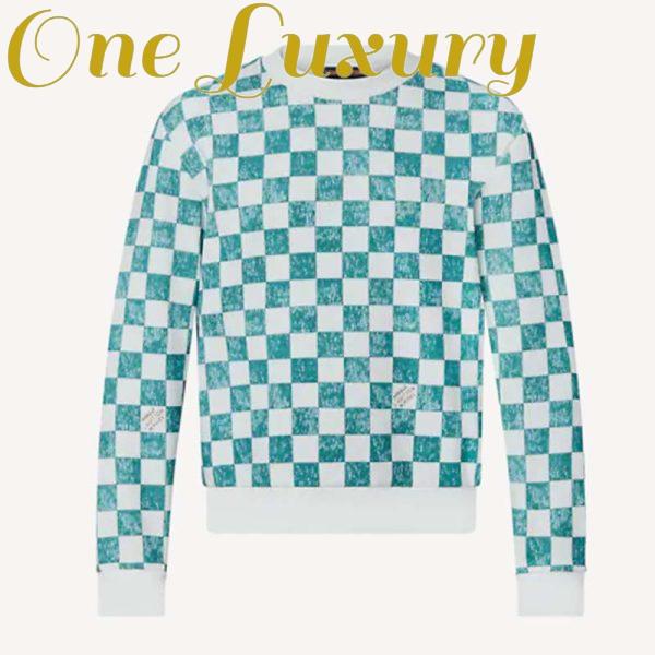Replica Louis Vuitton LV Men Damier Printed Crewneck Cotton Ocean Classic Sweatshirt Shape 2