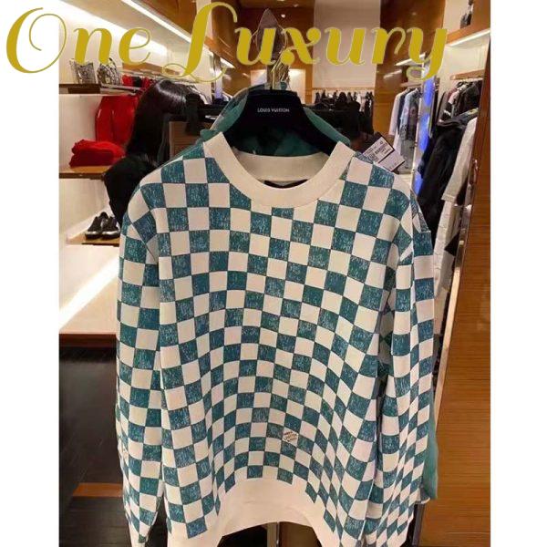 Replica Louis Vuitton LV Men Damier Printed Crewneck Cotton Ocean Classic Sweatshirt Shape 5