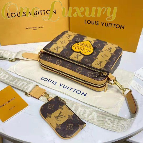 Replica Louis Vuitton Unisex Trio Messenger Bag Monogram Stripes Brown Coated Canvas 5