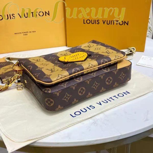 Replica Louis Vuitton Unisex Trio Messenger Bag Monogram Stripes Brown Coated Canvas 7
