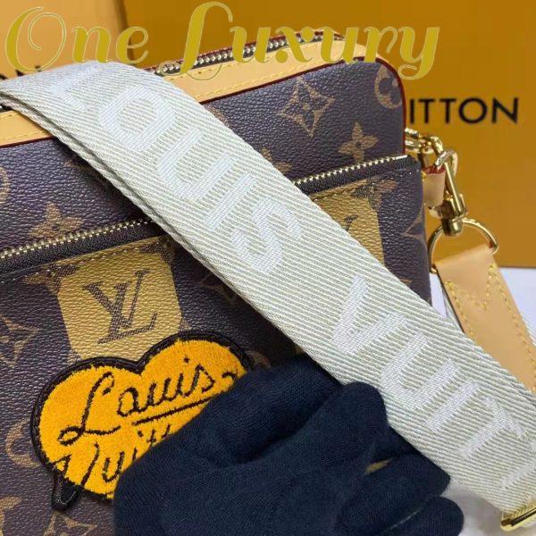 Replica Louis Vuitton Unisex Trio Messenger Bag Monogram Stripes Brown Coated Canvas 10