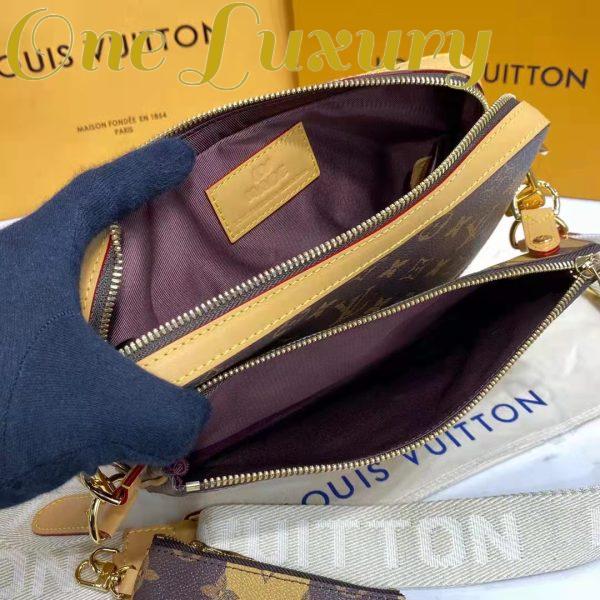 Replica Louis Vuitton Unisex Trio Messenger Bag Monogram Stripes Brown Coated Canvas 11