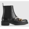 Replica Gucci Women Loafer with Horsebit Black Leather Rubber Lug Sole 4 cm Heel 7