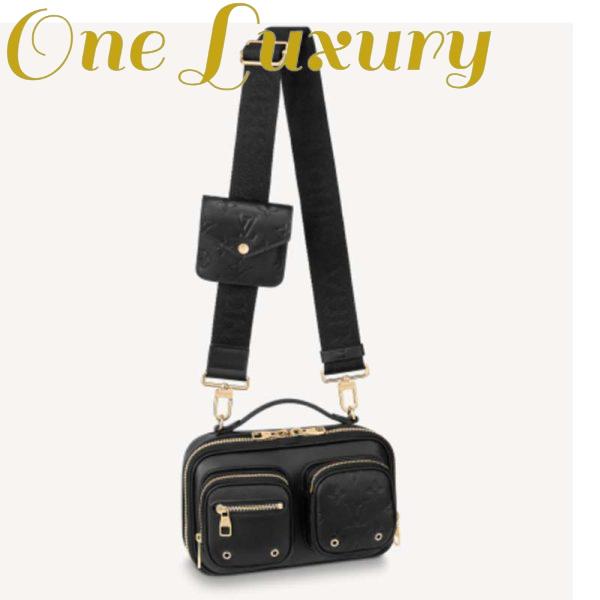 Replica Louis Vuitton Unisex Utility Crossbody Bag Black Calfskin Leather Double Zip Closure 2