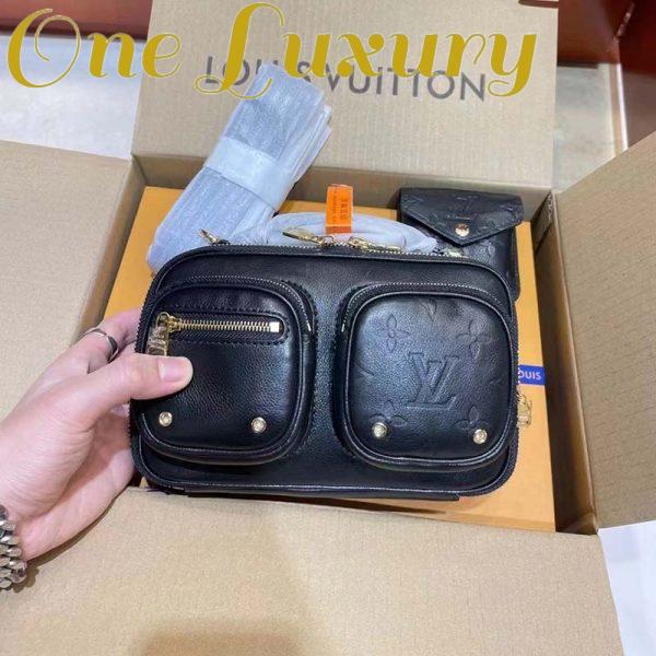 Replica Louis Vuitton Unisex Utility Crossbody Bag Black Calfskin Leather Double Zip Closure 4