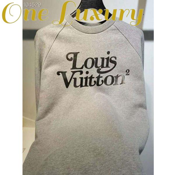 Replica Louis Vuitton LV Men Squared LV Sweatshirt LV2 Motif 100% Cotton-Grey 7