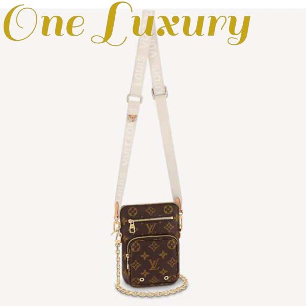 Replica Louis Vuitton Unisex Utility Phone Sleeve in Monogram Canvas Natural Cowhide Leather