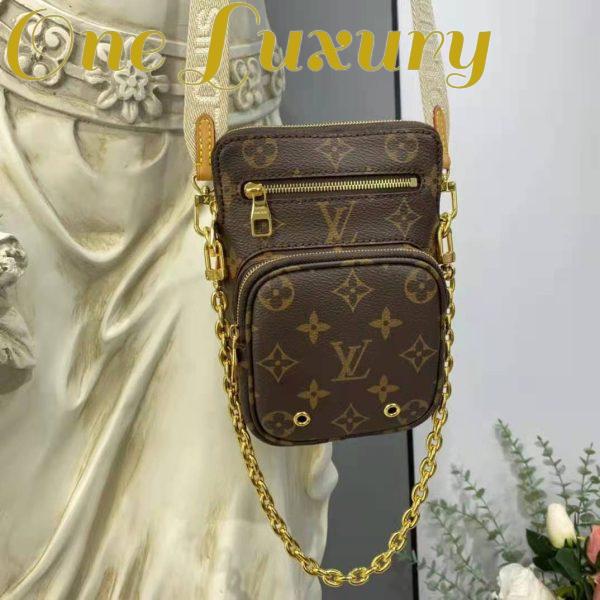 Replica Louis Vuitton Unisex Utility Phone Sleeve in Monogram Canvas Natural Cowhide Leather 3