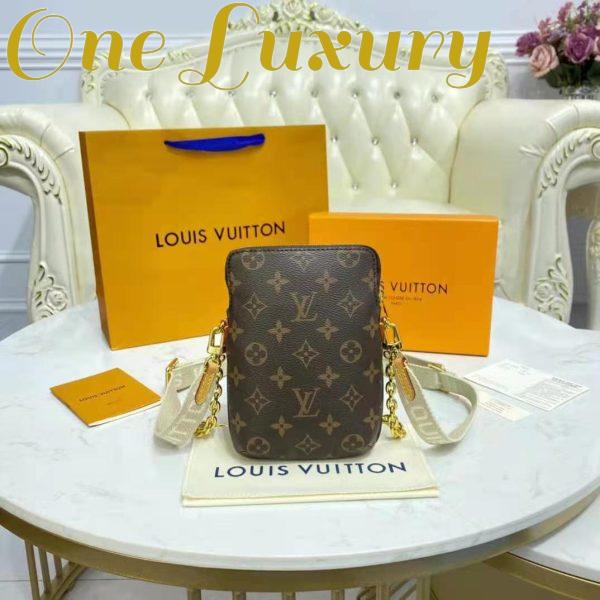 Replica Louis Vuitton Unisex Utility Phone Sleeve in Monogram Canvas Natural Cowhide Leather 8