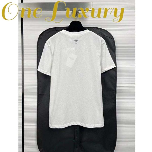 Replica Dior Women CD T-Shirt White Cotton Linen Jersey Multicolor Étoile De Voyage Motif 3