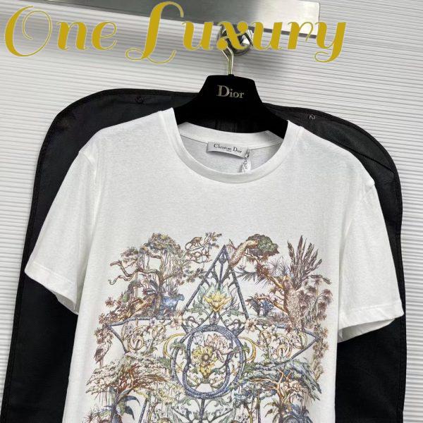 Replica Dior Women CD T-Shirt White Cotton Linen Jersey Multicolor Étoile De Voyage Motif 5